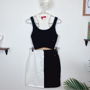 n:Philanthropy Grove Top& Swan Skirt Set in Black Ivory